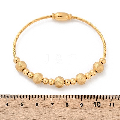 304 Stainless Steel Texture Bead Bangles BJEW-L610-18G-1