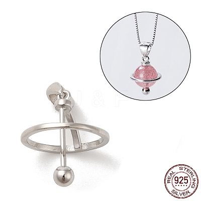 Anti-Tarnish Rhodium Plated 925 Sterling Silver Locket Style Planet Pinch Bails STER-NH0001-55C-P-1