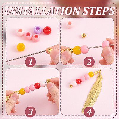 8Pcs 4 Colors Zinc Alloy Beadable Bookmarks AJEW-GO0002-15-1