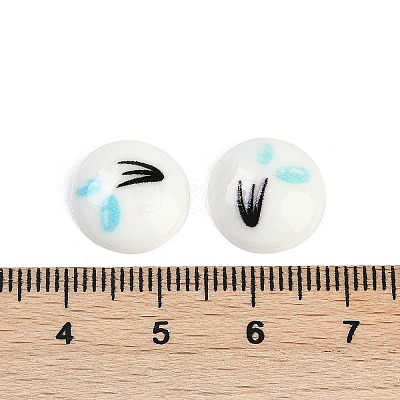 White and Black Flat Round Cartoon Resin Cabochons CRES-Q009-01H-1