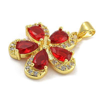 Rack Plating Brass Micro Pave Cubic Zirconia Pendants KK-G513-93G-01-1