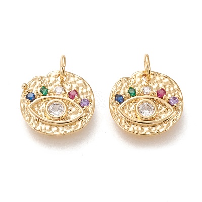 Brass Micro Pave Clear Cubic Zirconia Charms KK-F820-22G-1