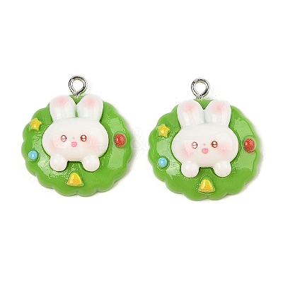 Christmas Theme Rabbit Opaque Resin Pendants RESI-S08-04D-1