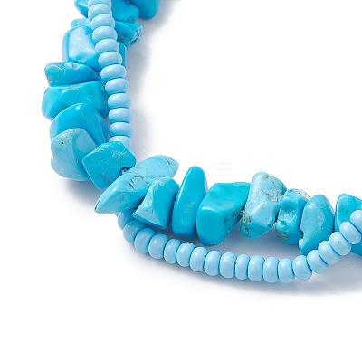 Handmade Glass Seed & SyntheticTurquoise Chip Beads Braided Bead Bracelets BJEW-MZ00250-02-1