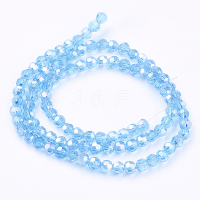 Electroplate Glass Beads Strands X-EGLA-R016-4m-8-1