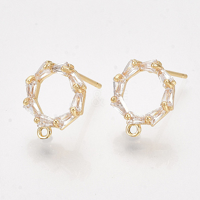 Brass Cubic Zirconia Stud Earring Findings KK-S350-343-1