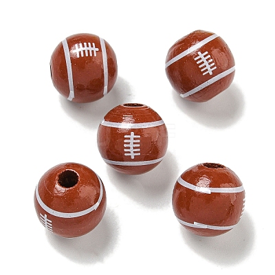 Printed Wood European Beads WOOD-G022-11C-1