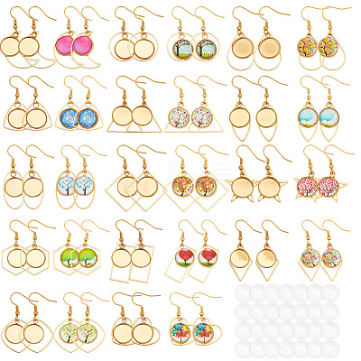 DIY Blank Dome Stainless Steel Dangle Earrings Making Kits DIY-AN0001-09G-1