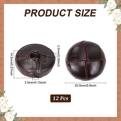 12Pcs Leather Buttons BUTT-HY0001-26A-1