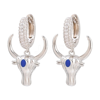 Brass Micro Pave Cubic Zirconia Dangle Hoop Earrings EJEW-G471-46P-1