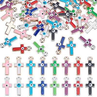64Pcs 16 Colors CCB Plastic Enamel Pendants CCB-PH0001-23-1