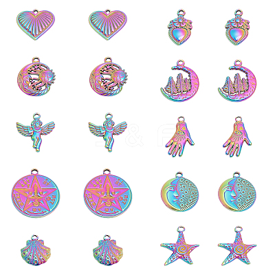 20Pcs 10 Styles 304 Stainless Steel Pendants STAS-CA0001-96-1