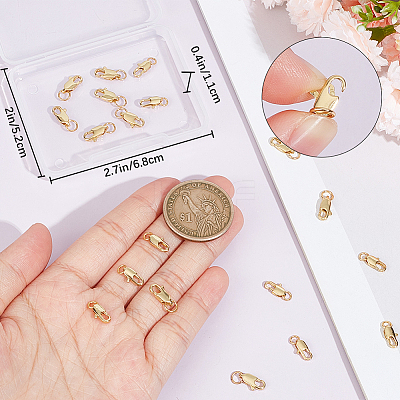 20Pcs 2 Styles Rack Plating Brass Lobster Claw Clasps with Jump Rings KK-BBC0009-95-1