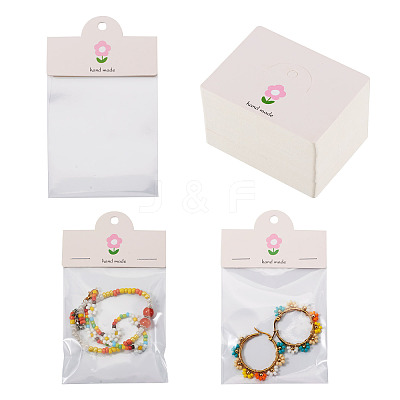 100Pcs Flower Print Foldable Paper Hanging Header CDIS-TA0001-26-1