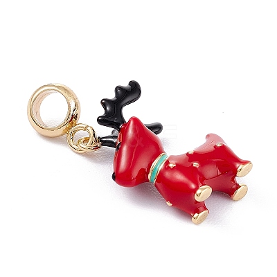 Brass Enamel European Dangle Charms KK-P201-37G-1
