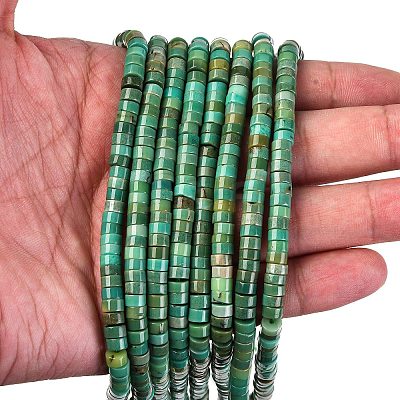 Natural Green Grass Agate Beads Strands G-I225-08-5x1.5-1