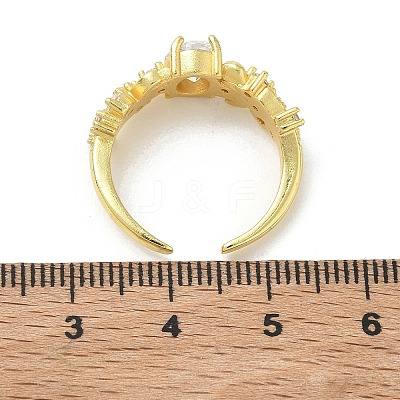 Brass Micro Pave Cubic Zirconia Cuff Open Rings RJEW-C163-25B-G-1