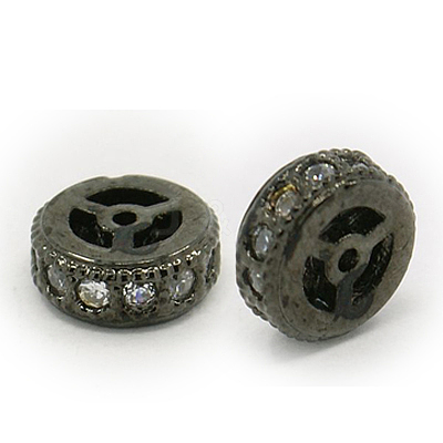Brass Cubic Zirconia Beads ZIRC-F001-111-1