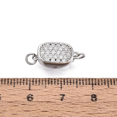 Brass Micro Pave Clear Cubic Zirconia Box Clasps KK-Q074-04P-1