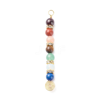 7 Chakra Mixed Gemstone Copper Wire Wrapped Big Pendants PALLOY-JF01899-01-1