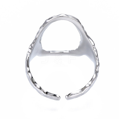 Non-Tarnish 304 Stainless Steel Oval Open Cuff Ring RJEW-T023-91P-1