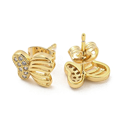 Brass Micro Pave Cubic Zirconia Ear Studs EJEW-P261-23B-G-1