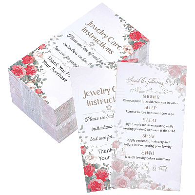 240Pcs Floral Print Paper Care Instructions Cards AJEW-FG0005-62A-1