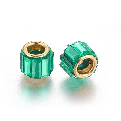 Brass Cubic Zirconia European Beads KK-E772-01A-1