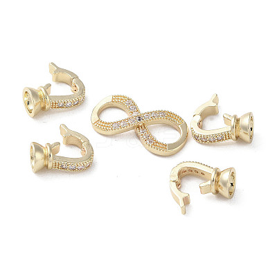 Rack Plating Brass with Clear Cubic Zirconia Fold Over Clasps KK-G489-02G-1