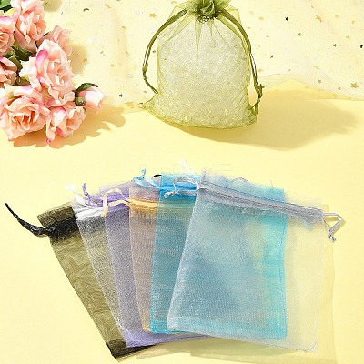 50Pcs Organza Bags Jewellery Storage Pouches Wedding Favour Party Mesh Drawstring Gift OP-FS0001-05G-1