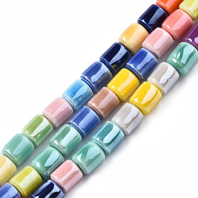 Glazed Porcelain Beads Strands PORC-N007-12-1
