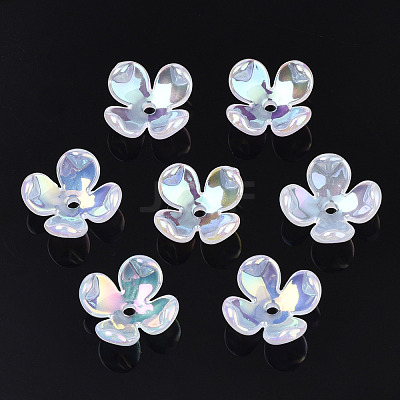 4-Petal Electroplate Acrylic Bead Caps X-PACR-T014-04-1