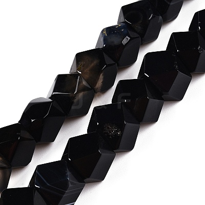 Dyed & Heated Natural Black Agate Beads Strands G-T138-39-1