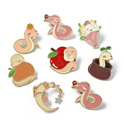 14Pcs 7 Styles Snake Enamel Pins JEWB-CJ0001-55-1