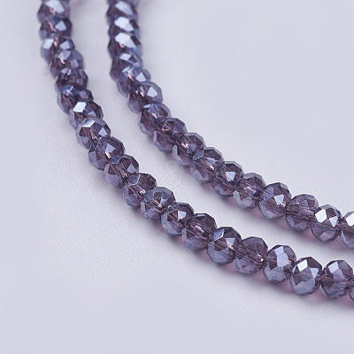 Electroplate Glass Beads Strands GLAA-F076-FR10-1