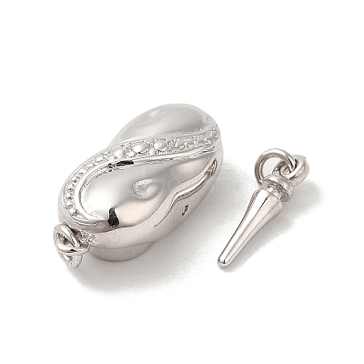 Rhodium Plated 925 Sterling Silver Peanut Bayonet Clasps STER-G038-18P-1