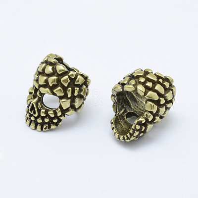 Brass Skull Mask Beads KK-P130-063AB-NR-1