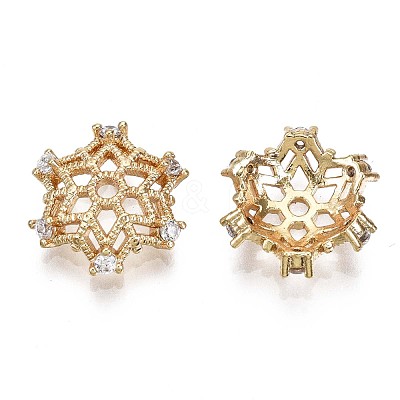 Brass Micro Pave Clear Cubic Zirconia Beads KK-T056-34G-NF-1