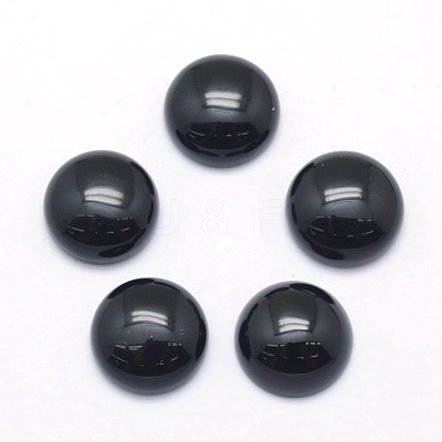 Natural Dyed & Heated Black Agate Cabochons X-G-P393-R02-12mm-1