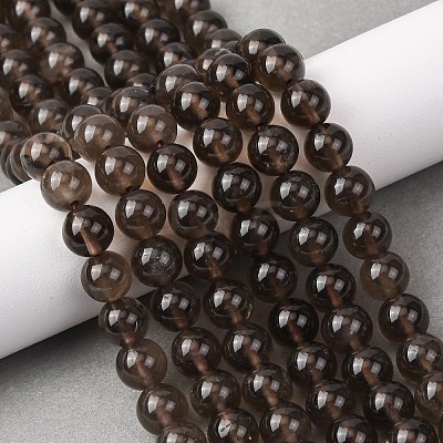 Natural Smoky Quartz Round Beads Strands G-E329-8mm-38C-1