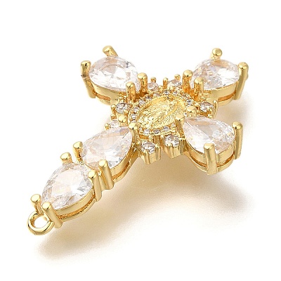 Rack Plating Brass Micro Pave Cubic Zirconia Links KK-P287-51G-02-1