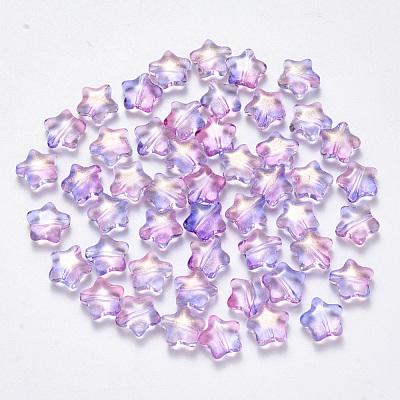 Spray Painted Glass Beads GLAA-R211-04-E02-1