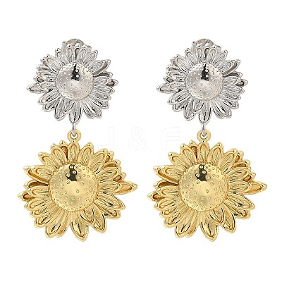 Rack Plating Flower Brass Stud Earrings EJEW-H016-16PG-1