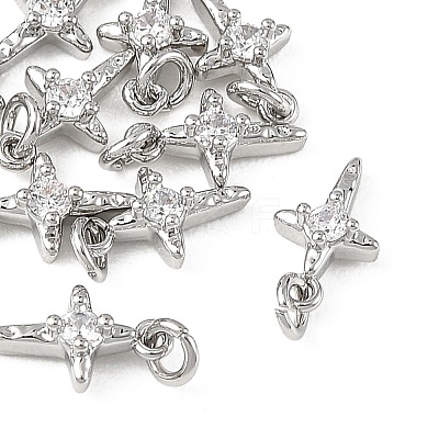 SHEGRACE Brass Micro Pave Clear Cubic Zirconia Pendants XGRQ2O696-453P-1