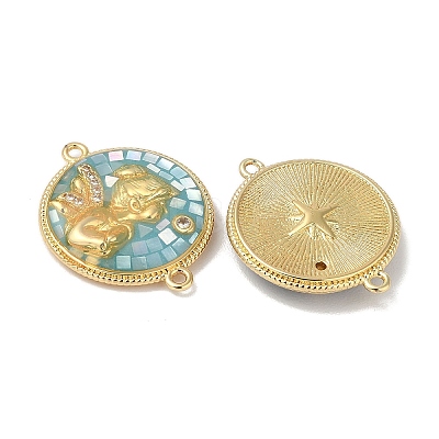 Epoxy Resin & Shell Connector Charms KK-K380-11B-G-1