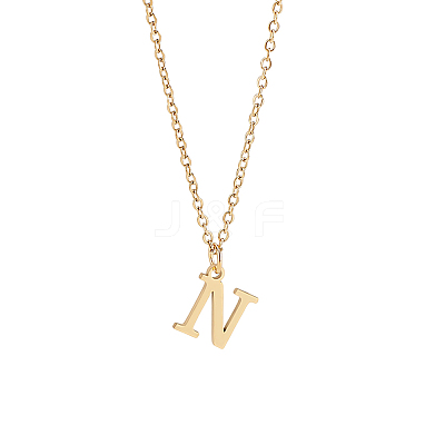 304 Stainless Steel Letter Pendant Necklaces NJEW-LP0001-53N-G-1