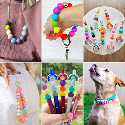 45Pcs 3 Colors Round Silicone Focal Beads SIL-TAD0001-01F-1