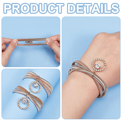 2Pcs Iron Stretch Chains Multi-strand Bracelets Set BJEW-BC0001-25-1