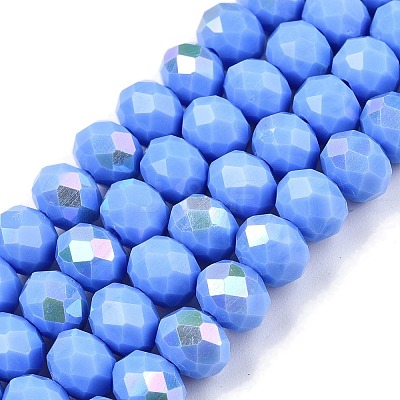 Electroplate Opaque Solid Color Glass Beads Strands LS-EGLA-A044-P8mm-L17-1