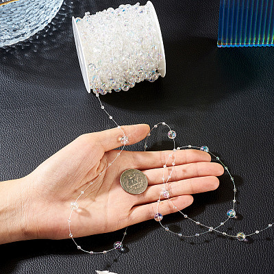 Acrylic Round Beaded Link Chains DIY-MB0007-001A-1